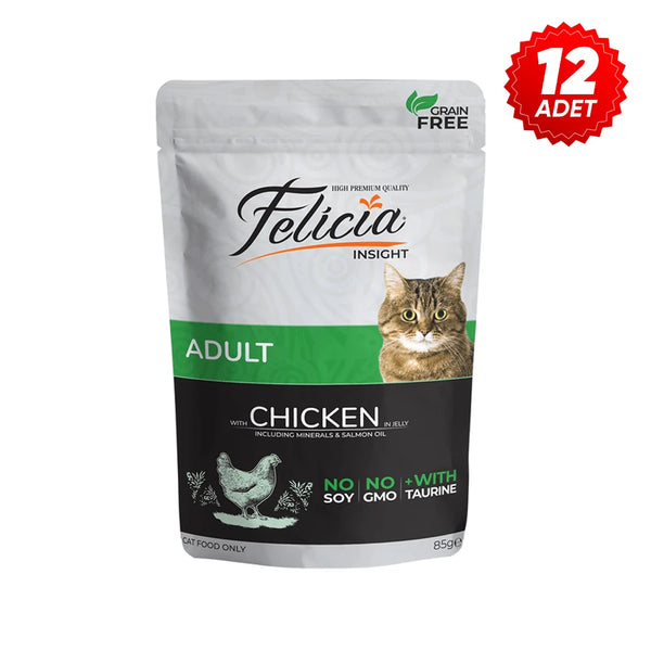 Felicia Tahılsız 85 gr Pouch Yetişkin Tavuklu Yaş Kedi Maması 12 Adet