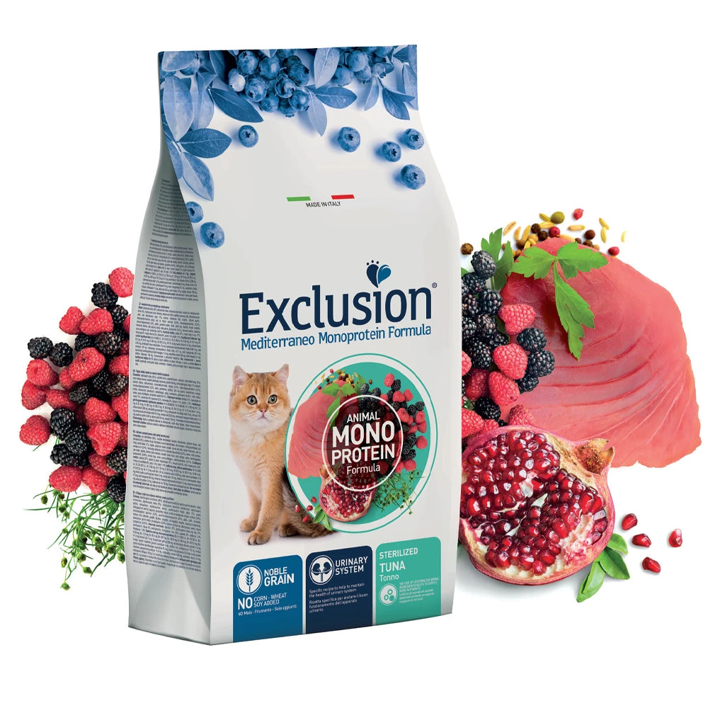 Exclusion Monoprotein Ton Balıklı ve Narlı Düşük Tahıllı Kısırlaştırılmış Kedi Maması 1,5kg