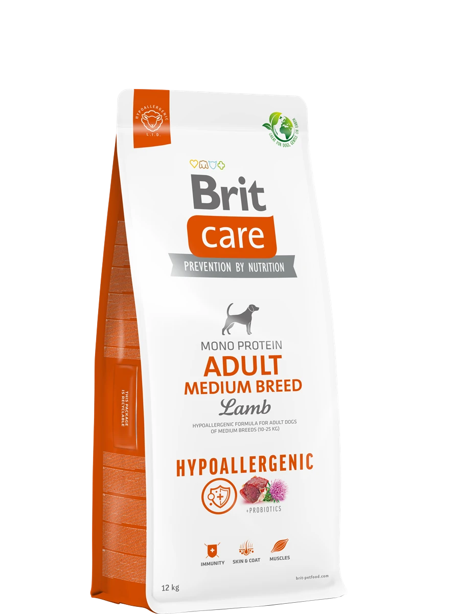 Brit Care Orta Irk Yetişkin Köpekler İçin, Tek Proteinli, Hipoalerjenik, Kuzu Etli Kuru Mama 12 kg