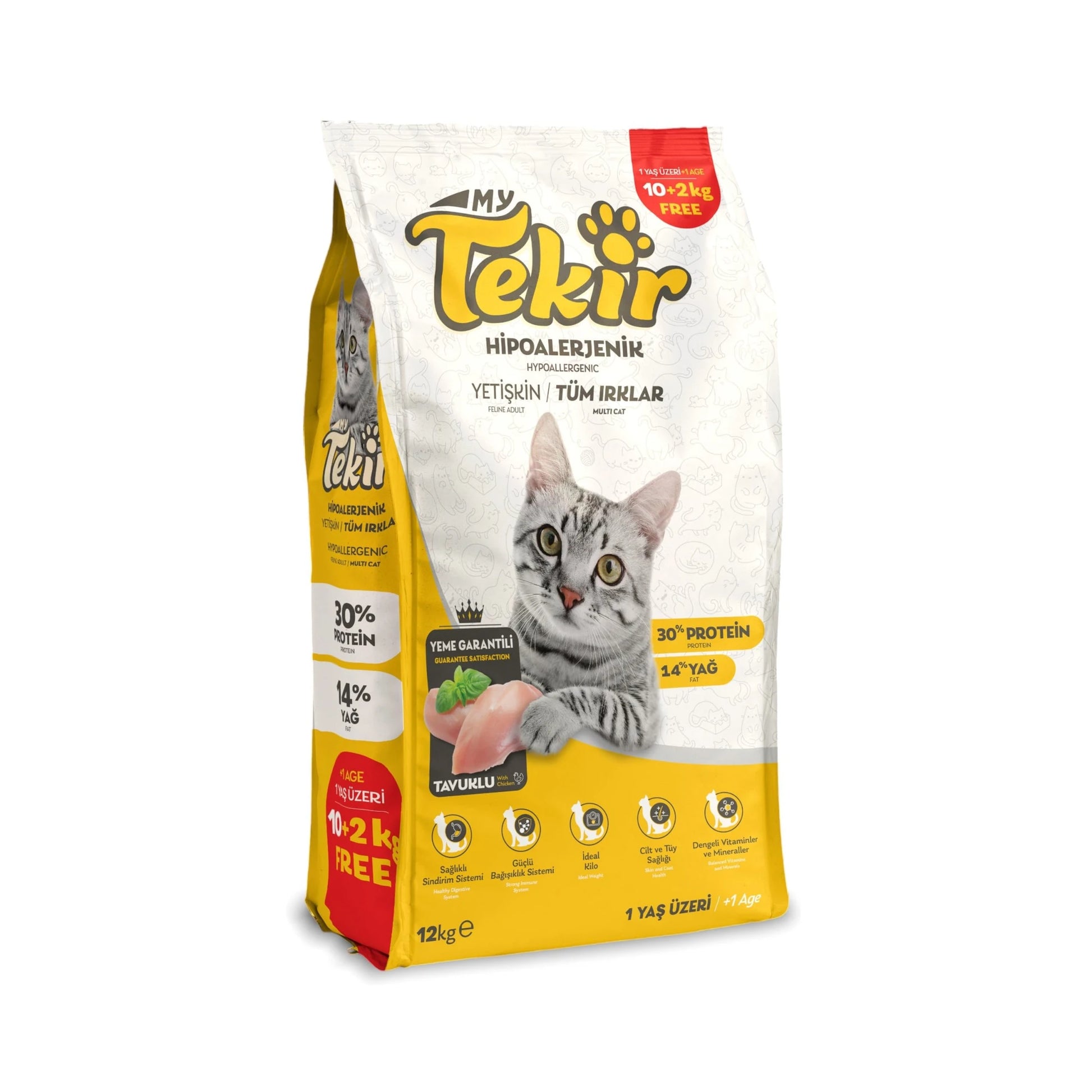Tekir Tavuklu Yetişkin Kedi Maması 12 Kg