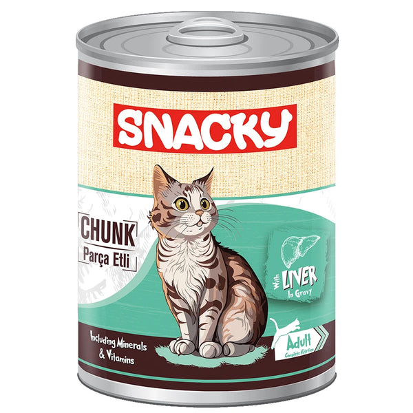 Snacky 12'li Koli-400 gr Chunk/Konserve Ciğerli Yetişkin Kedi
