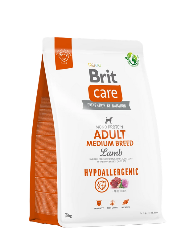 Brit Care Orta Irk Yetişkin Köpekler İçin, Tek Proteinli, Hipoalerjenik, Kuzu Etli Kuru Mama 3 kg