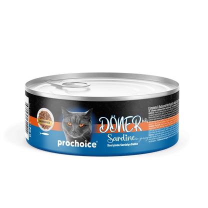 Prochoice Döner Sardine, Sos İçinde Sardalyalı Tam & Dengeli Yetişkin Kedi Maması 70 gr