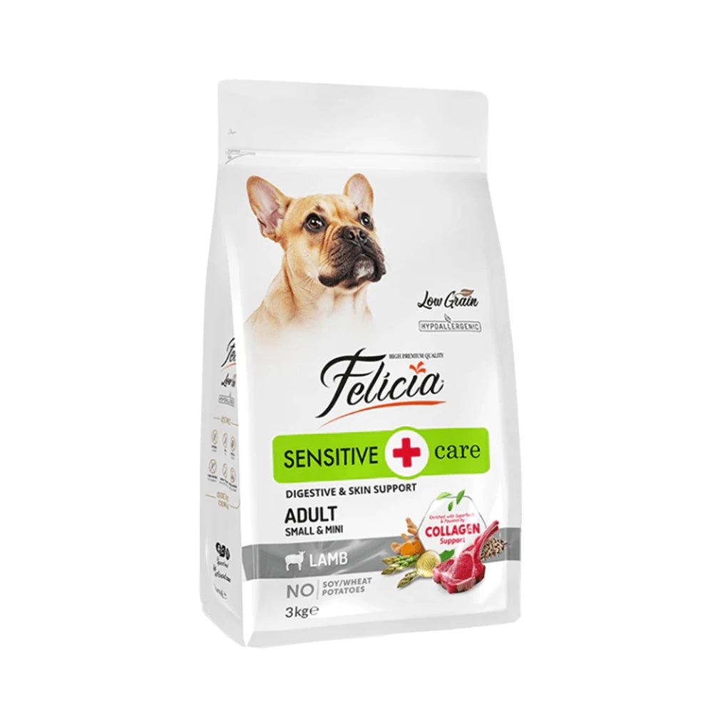 Felicia 3 Kg Kolajenli Kuzulu Az Tahıllı Small/Mini Yetişkin Köpek Maması HypoAllergenic