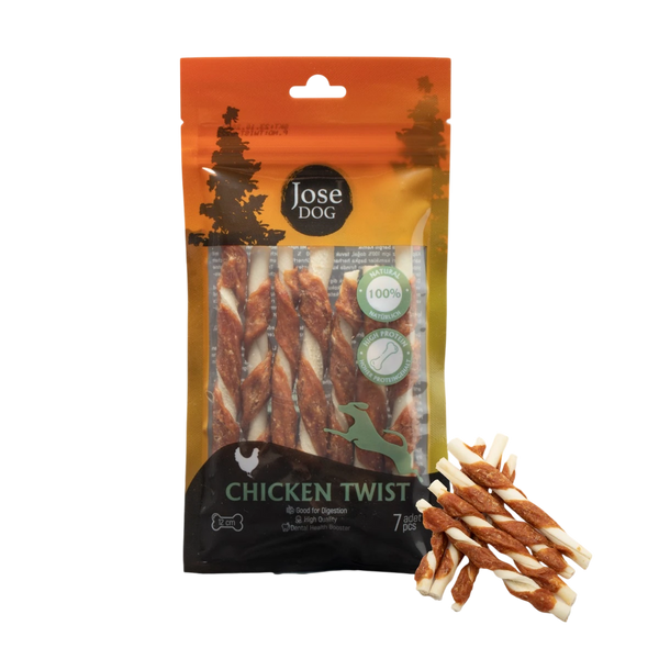 Jose Dog Chicken Twist 12 Cm 7 li Et Sargı Burgu Çubuk