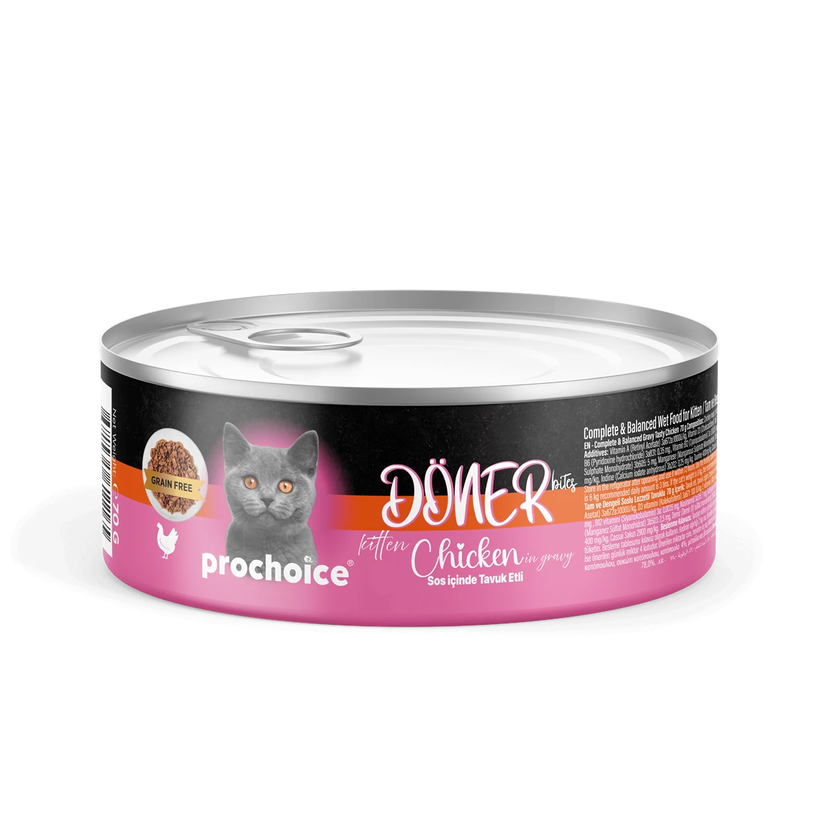 Prochoice Döner Chicken, Sos İçinde Tavuk Etli Tam & Dengeli Yavru Kedi Maması 70 gr