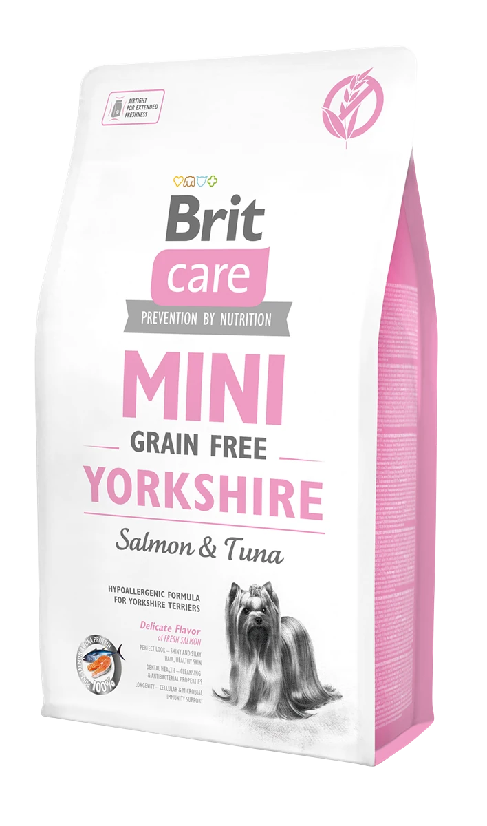 Brit Care Mini Irk Yorkshire Terrier Köpekler İçin, Tahılsız, Hipoalerjenik, Somon Ve Tuna Balıklı Kuru Mama 2 kg