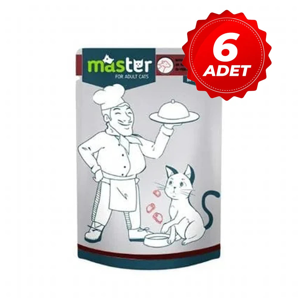 Master Etli Pouch Kedi Maması Jöle 80 Gr x 6 Adet