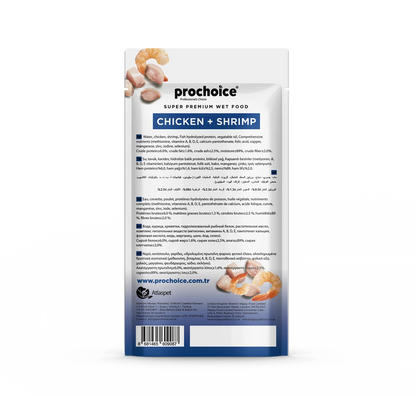 Prochoice Creamy Tavuklu ve Karidesli Sıvı Kedi Ödül Maması 4x15 gr