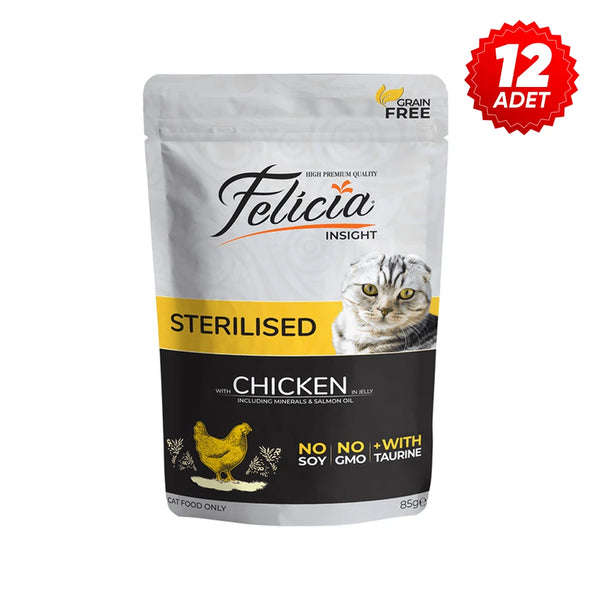 Felicia Tahılsız 85 gr Pouch Sterilised Tavuklu Yaş Kedi Maması 12 Adet