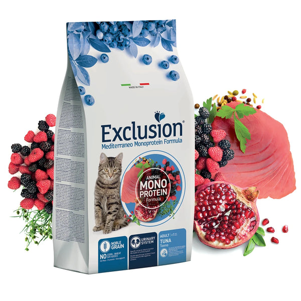 Exclusion Monoprotein Ton Balıklı Narlı ve Yaban Mersinli Düşük Tahıllı Yetişkin Kedi Maması 1,5kg