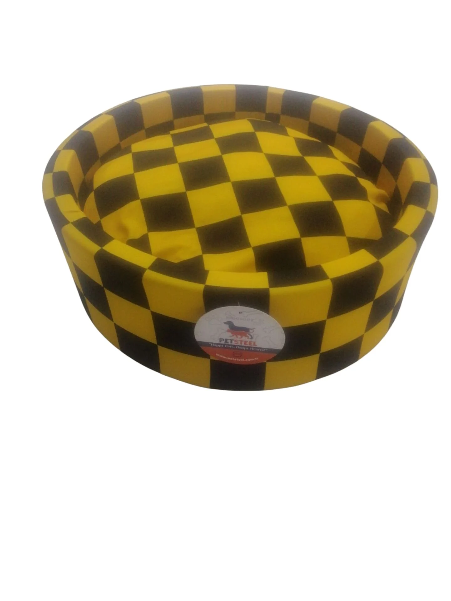 PetPretty Sarı Lacivert Yuvarlak Yatak