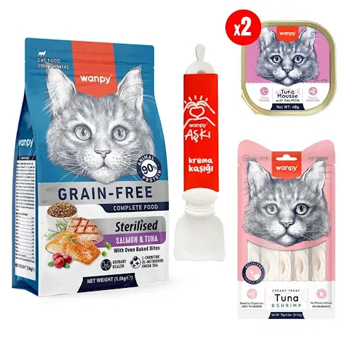Wanpy 1.5kg Kısır Somon&Ton Kedi Kombin Paketi