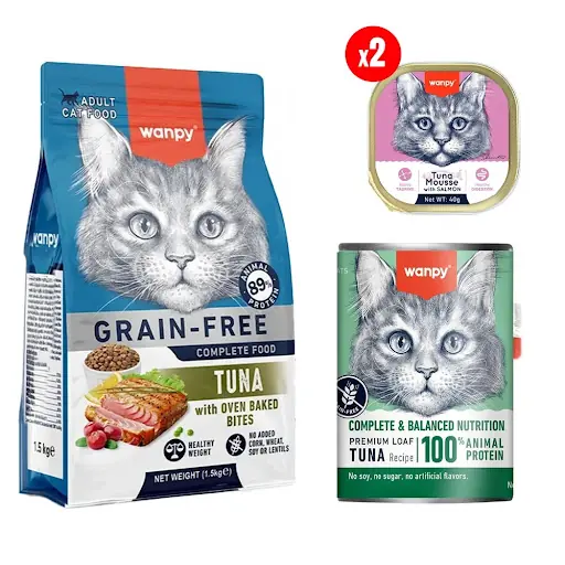 Wanpy 1.5kg Ton Balıklı Kedi Kombin Paketi