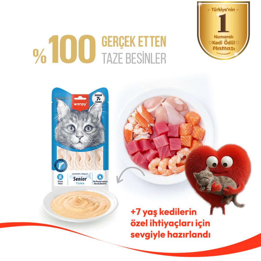 Wanpy Ton Balıklı – 7+ Yaş Kedi Krema Ödülü 5×14 g