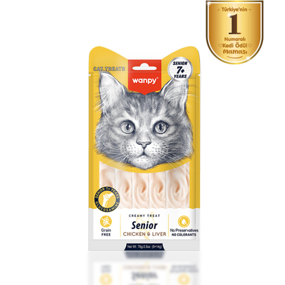Wanpy Tavuklu & Ciğerli – 7+ Yaş Kedi Krema Ödülü 5×14 g