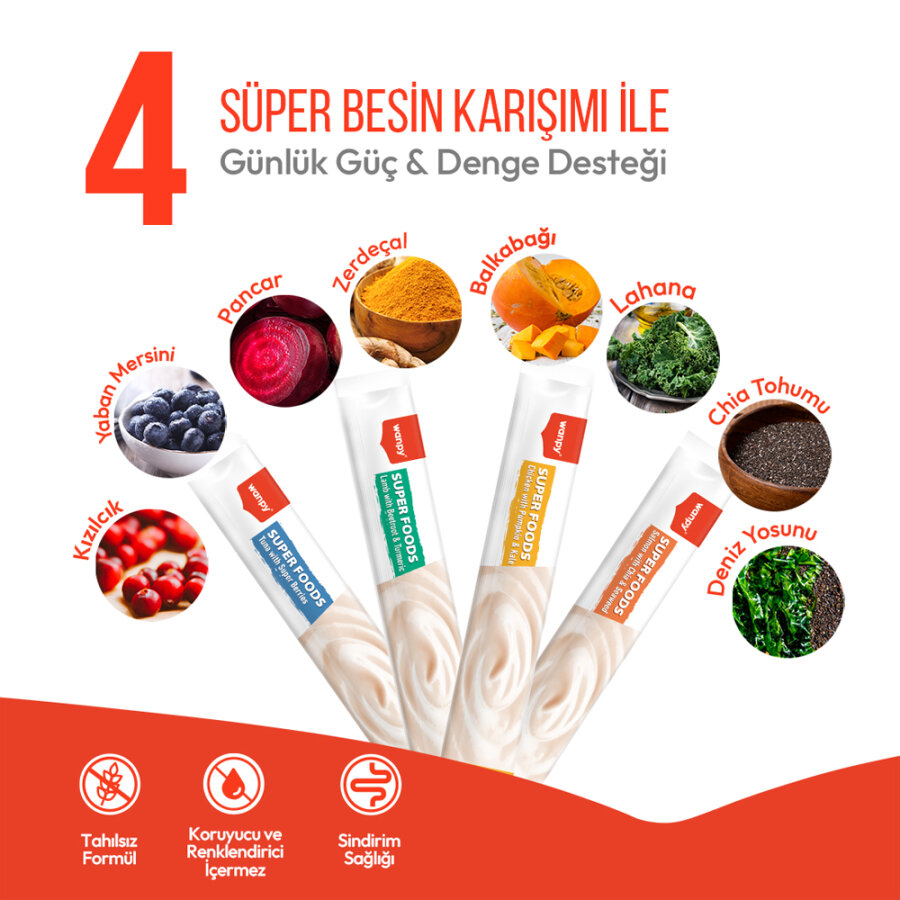 Wanpy Superfood Somonlu, Chia & Deniz Yosunlu – Krema Kedi Ödülü 5×14 g