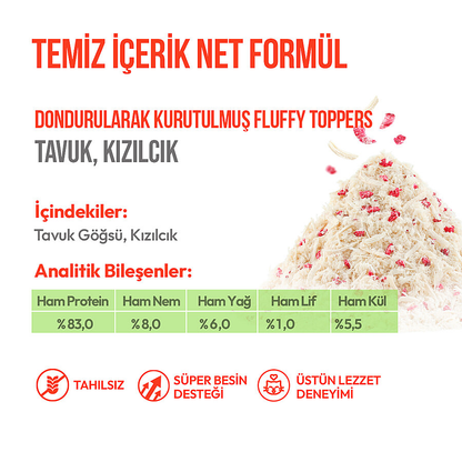 Wanpy Dondurularak Kurutulmuş Fluffy Toppers – Tavuk & Kızılcık - 30g